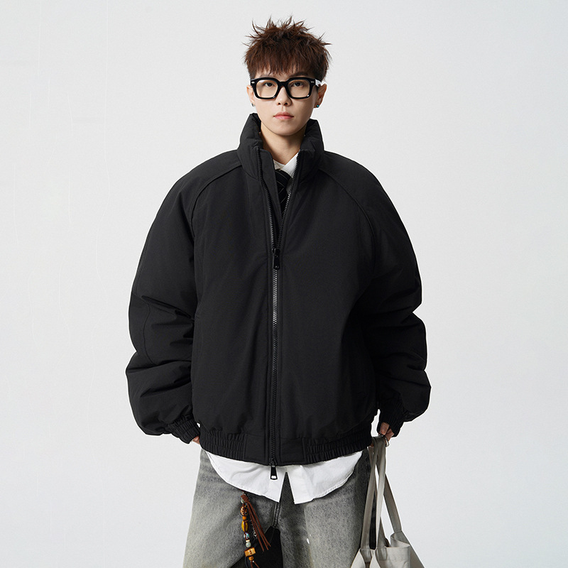 American-Style Stand-Collar Bomber Jacket for Men, Autumn and Winter Thickened Warm Loose down Cotton Coat American-Style Stand-Collar Bomber Jacket for Men, Autumn and Winter Thickened Warm Loose down Cotton Coat
