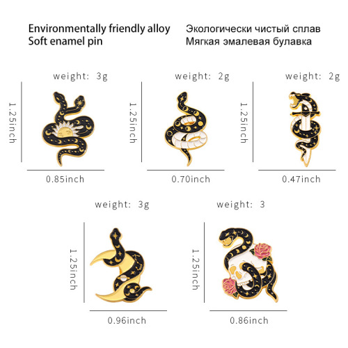欧美热销卡通可爱蛇形环绕合金胸针男女情侣滴油徽章配饰批发