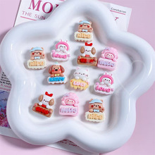 卡通亮面动物小羊小熊兔子字牌树脂配件 发夹发绳冰箱贴DIY材料