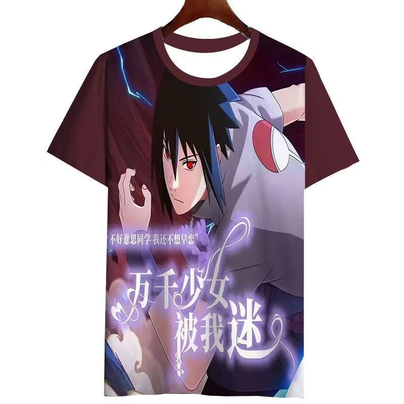 2026 New Style Naruto and Sasuke Abstract Quirky Top, Naruto Anime Print Short-Sleeve T-Shirt