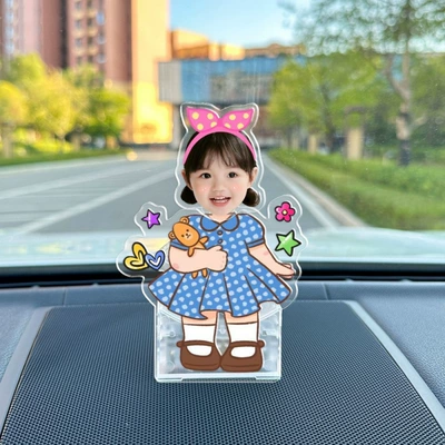 Car ornaments — jewelry acrylic creative - vehicle-mounted-solar-battery-dual-use-model-single-person-shaking-head-f51-model