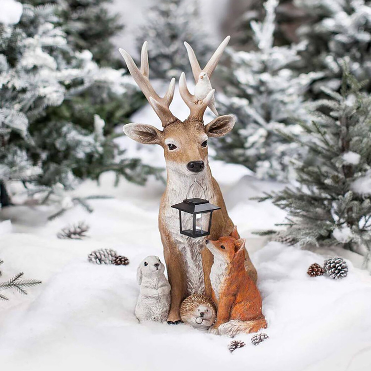 New Snow Deer and Rabbit Resin Light Fox Home Decorations Courtyard Decoration_voghion.com