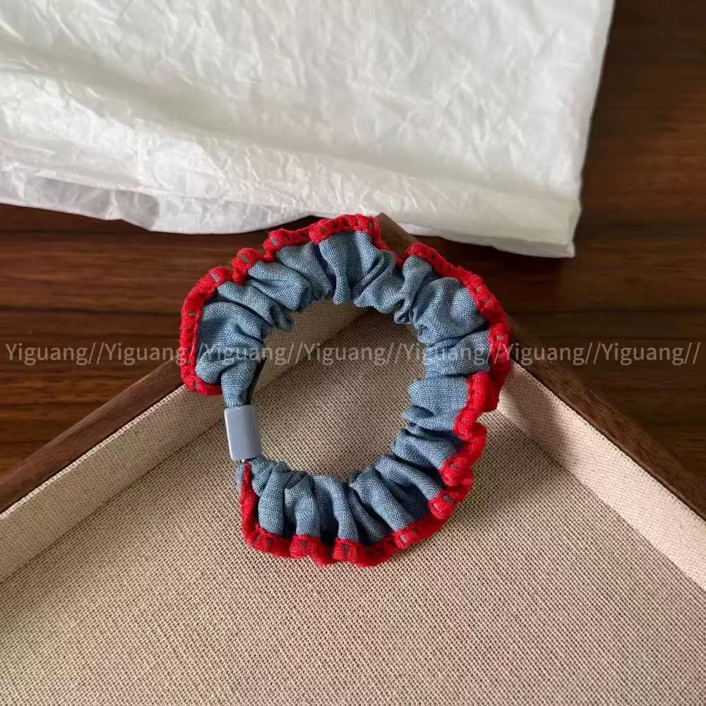 Niños jeans encaje anillo de cabello de cabello de encaje niñas alta cola de cabello de alta elasticidad cuerda de cabello de goma cabeza adornos para el cabello