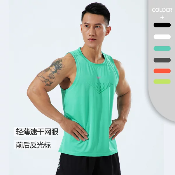 Summer Sports Running Fitness Top Cross-border plus size Elastic Breathable Quick-drying Vest for Amazon