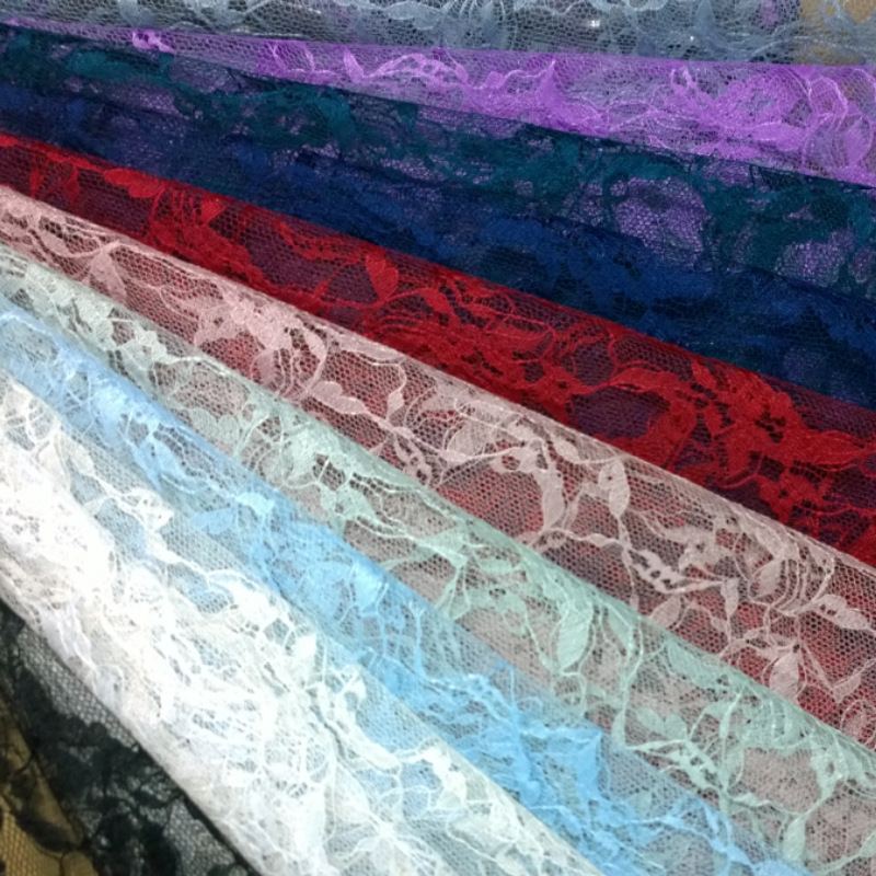 Todo poliéster no elástico hueco Jacquard tela de encaje malla tela de cortina de ropa tela de encaje