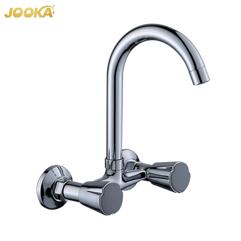 Nan'An Sanitary Ware Factory Direct Zinc Alloy Double Handle Kitchen Faucet Flexible Water Outlet Affordable