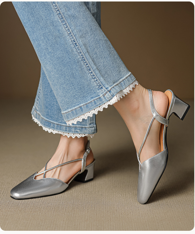 Sandal cao gót nữ mũi kín quai chéo buộc dây phong cách Hàn Quốc — đen chi tiết 11