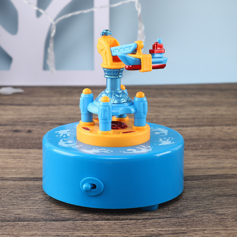 Base naval de dibujos animados amazonos niños caja de música pianos astronautas girando planetas explorando cajas de octeto