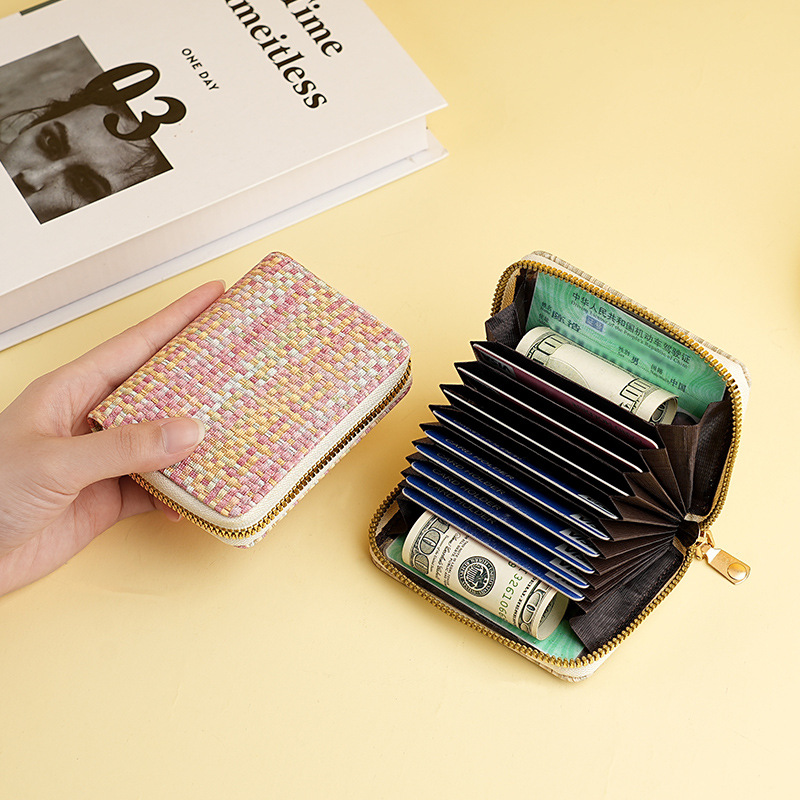 Nueva bolsa de tarjetas de tejido para mujeres de moda europea y americana portaje de tarjetas de órgano bolso de cambio multi-tarjeta de tarjetas de gran capacidad tarjeta de crédito