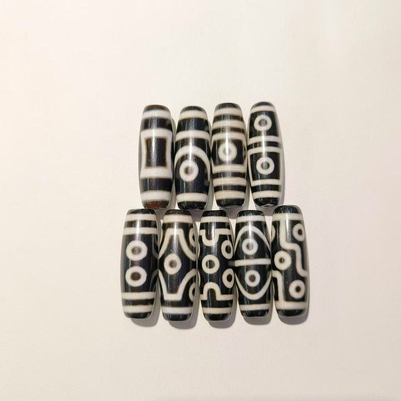 半台湾1-9眼天珠西藏玛瑙黑白古法白芯工艺diy饰品项链珠【A级】|undefined