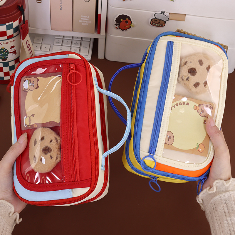 Nuevo estilo transfronterizo retro portátil de gran capacidad estuche para lápices para niñas caja de papelería de estilo ins de alto valor caja de papelería para estudiantes de primaria