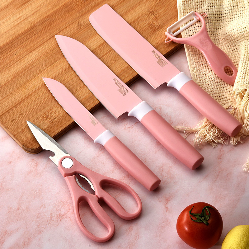 En stock cuchillo de acero inoxidable conjunto de seis piezas de cocina hogar afilado Cuchillo de cocina cuchillo de chef conjunto completo combinación cuchillo de frutas