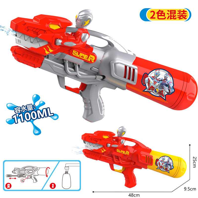Niños chino genuino Superman pull-out pistola de agua de gran capacidad de juguete niño agua lucha mochila artefacto playa lote