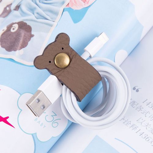 Manufacturer's Export Cartoon Data Cable Organizer Charging Cable Zipper Head Layer Calfskin Headphone Cable Tie Band Binding Strip