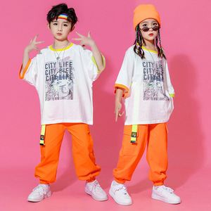 Street children to foster hip-hop dance costumes popular logo loose private sports suits summer performance clothing