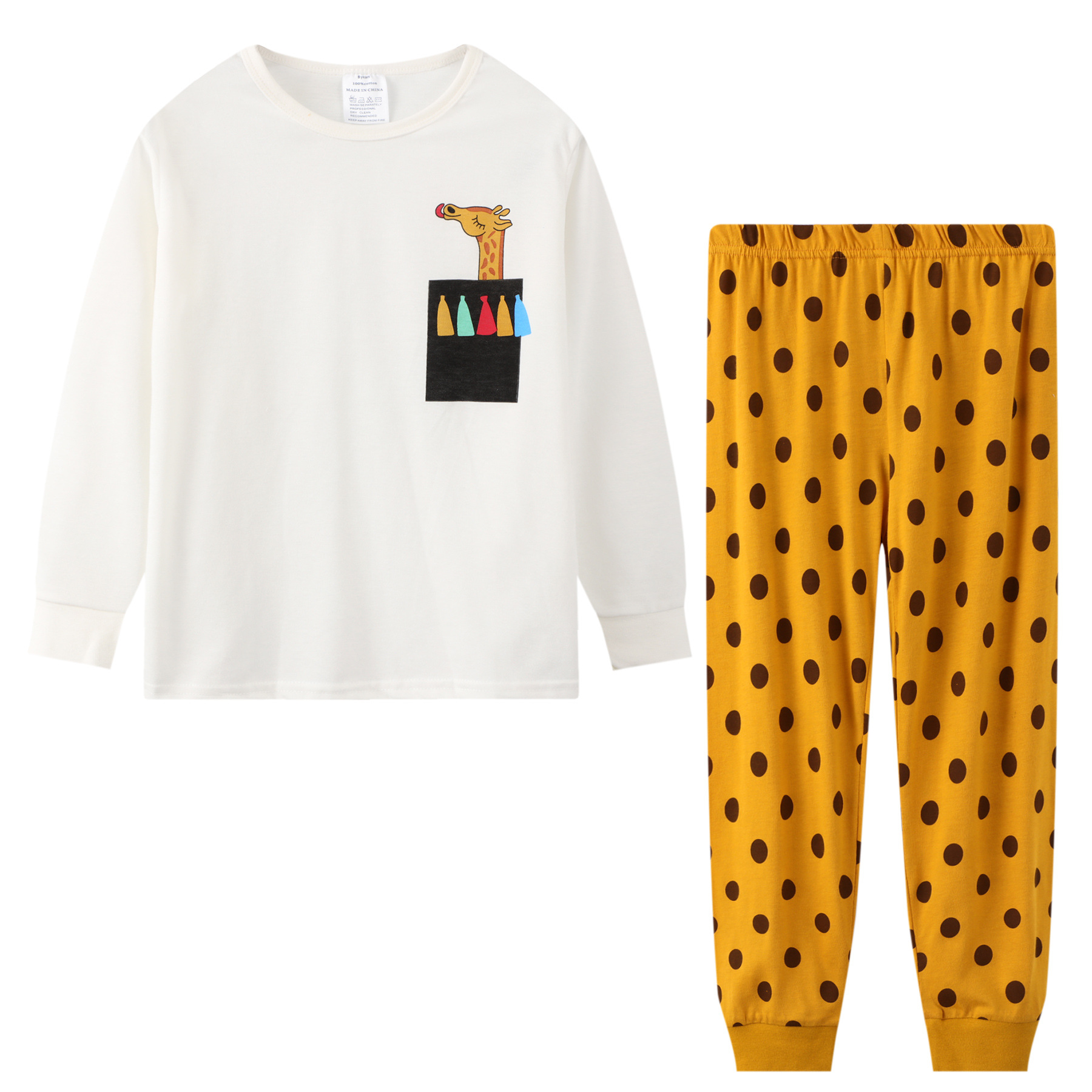 Pijamas para niños de dos piezas de estilo europeo y americano cuello redondo manga larga dibujos animados impreso ropa de aire acondicionado comercio exterior al por mayor ropa para niños grandes