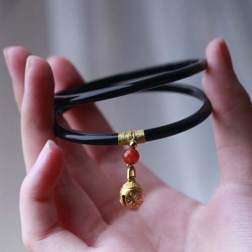 Dingdang bangle bracelet for women, natural agate and carnelian bangle, jade step-by-step sound, a pair of jade bracelets for girlfriend, same as the original pair