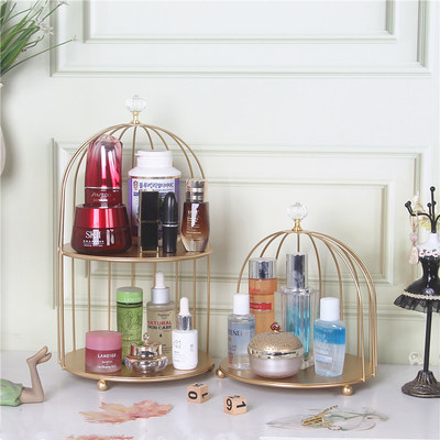 創意鐵藝置物架口紅香水化妝護膚品收納架梳妝台桌面整理儲物架子