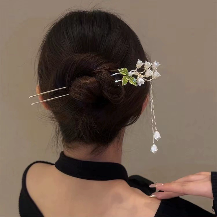 Китайская заколка HanfuHairgrip, цветы и кисточки, аксессуар для волос, 22 см, легкий
