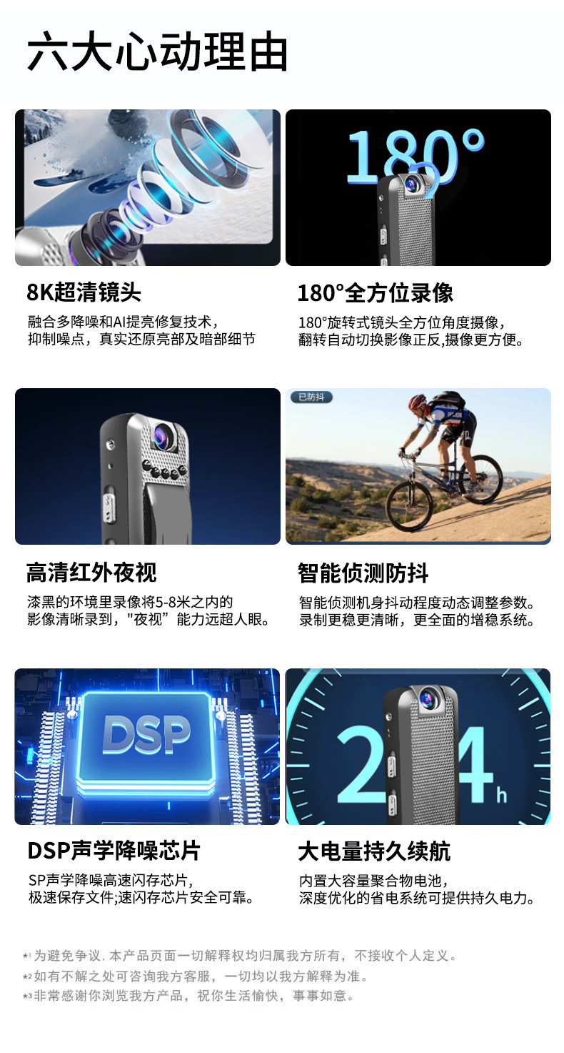 Camera, high-definition smart recorder, professional cycling video recorder, Douyin audio and video recording, law enforcement, Amazon full figure