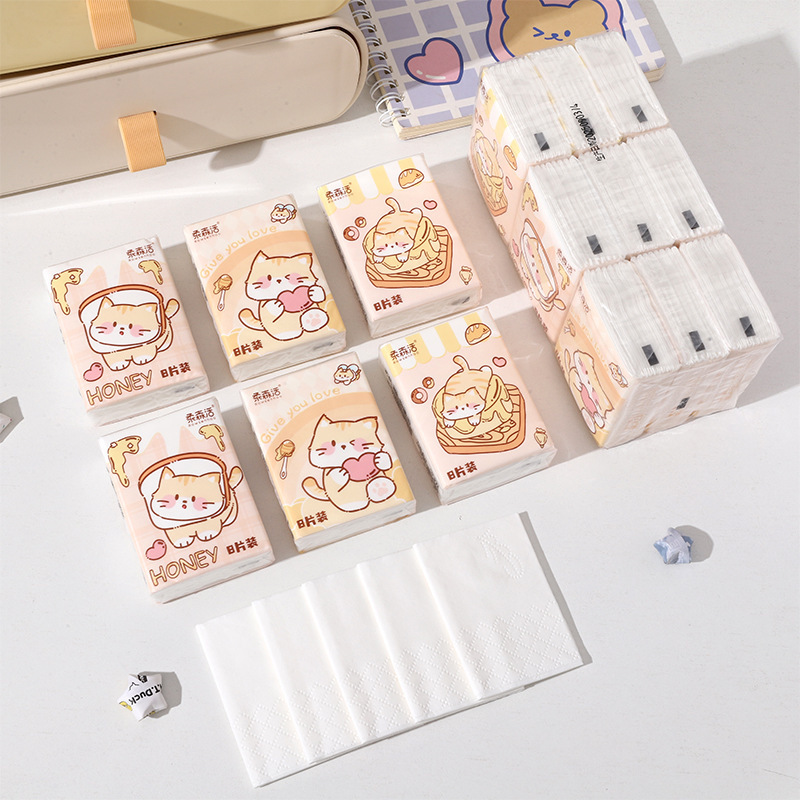 漫画 9 パックトイレットペーパー無地小さなパックのペーパータオル家庭用屋外学生ポータブルペーパータオル小さなパックハンカチ紙|undefined