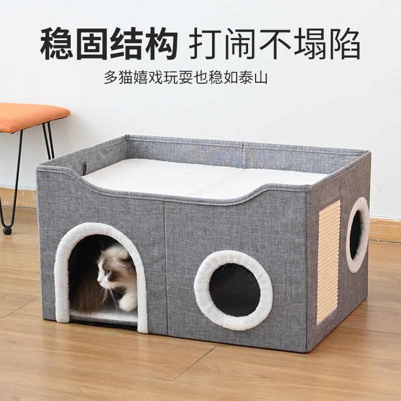 Nido de gatos transfronterizo caliente en invierno plegable cerrado sensación de seguridad para todas las estaciones artículos de mascotas para gatos
