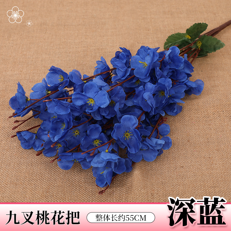 Simulación de ramas de flor de durazno, ramas de flor de ciruelo de cera falsa, flores de cerezo, flores de plástico, flores falsas, arreglos florales de piso, decoración de árboles de paisaje