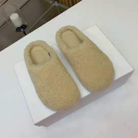 2024秋冬新款小个子松糕厚底毛茸茸棉拖鞋女外穿居家保暖毛毛鞋