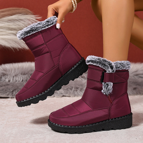 Winter Plus Size Women's Shoes with Fleece Warmth Women's Snow Boots with Thick High-Collared Cotton Shoes Women's Casual Boots