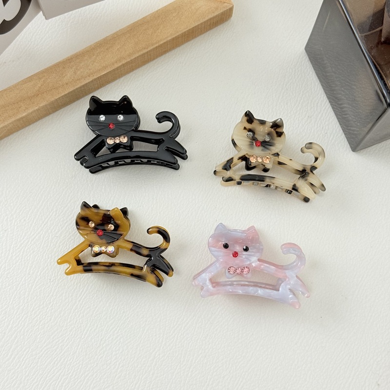 6cm アセテート ヘアピン ガーリーハート かわいい ミディアムサイズ かわいい ペット サメクリップ フレンチ ラインストーン キャット グリッパー|undefined