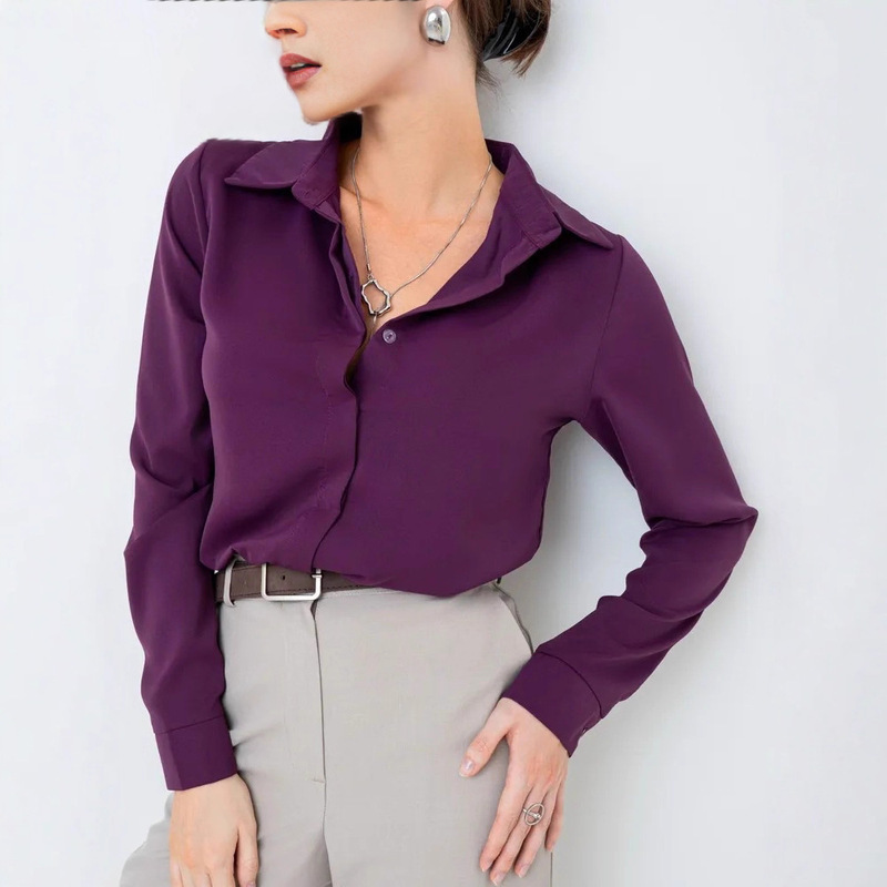 European and American Cross-Border Russian New Long-Sleeved Shirt Tops Thin Slim High-End Slimming Temperament