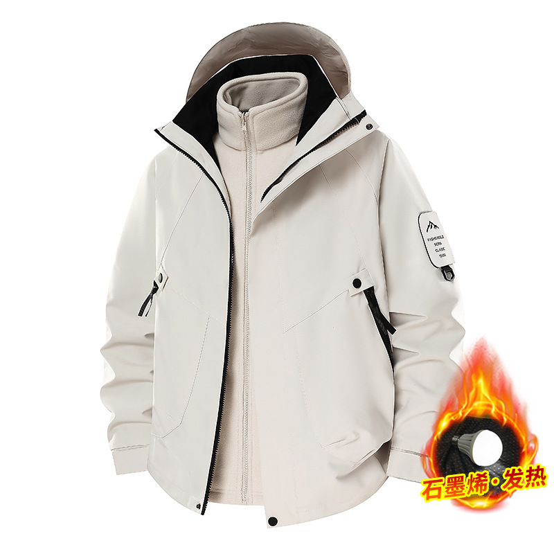 2517Y-户外三合一防水冲锋衣春秋冬三季情侣登山服两件套可拆卸