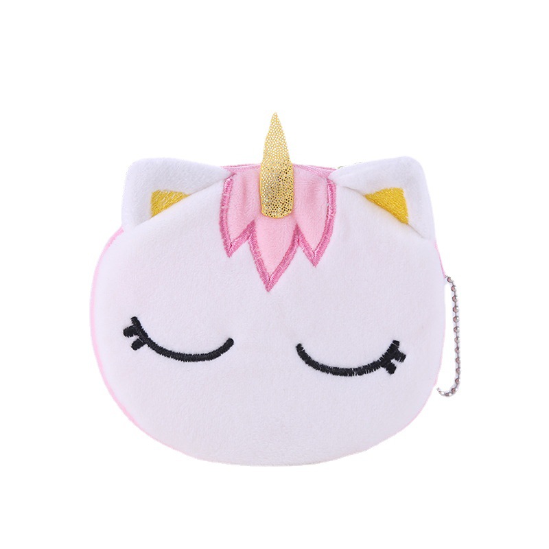 Estilo coreano ins lindo unicornio de dibujos animados monedero chica estudiante portátil mini felpa moneda caso clave