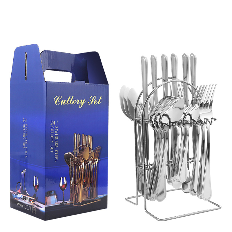 Productos de comercio electrónico transfronterizos cubiertos de acero inoxidable 24 piezas de cuchillo de filete de cuchara de cuchillo de cuchara de cuchillo de cuchillo