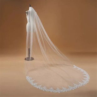 Popular Wedding Dress Veil 3m Single-Layer Lace Veil with Train Style Bridal Photo Veil Wholesale