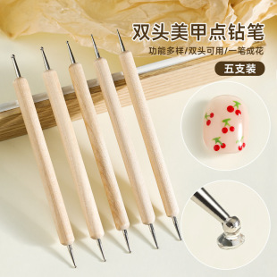 Japanese Manicure Pen suit Double-headed Wave Dot Drawing Special Log Pen for Painting with Flowers and Diamonds Special Tool Pen for Manicure
