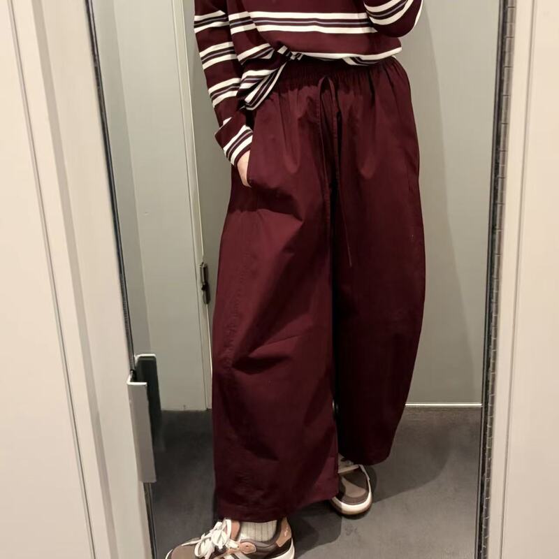 C Brand Women's Casual Style Barrel-Shaped Drawstring Elastic Waistband Long Pants 2026 Spring New Product 1208911016