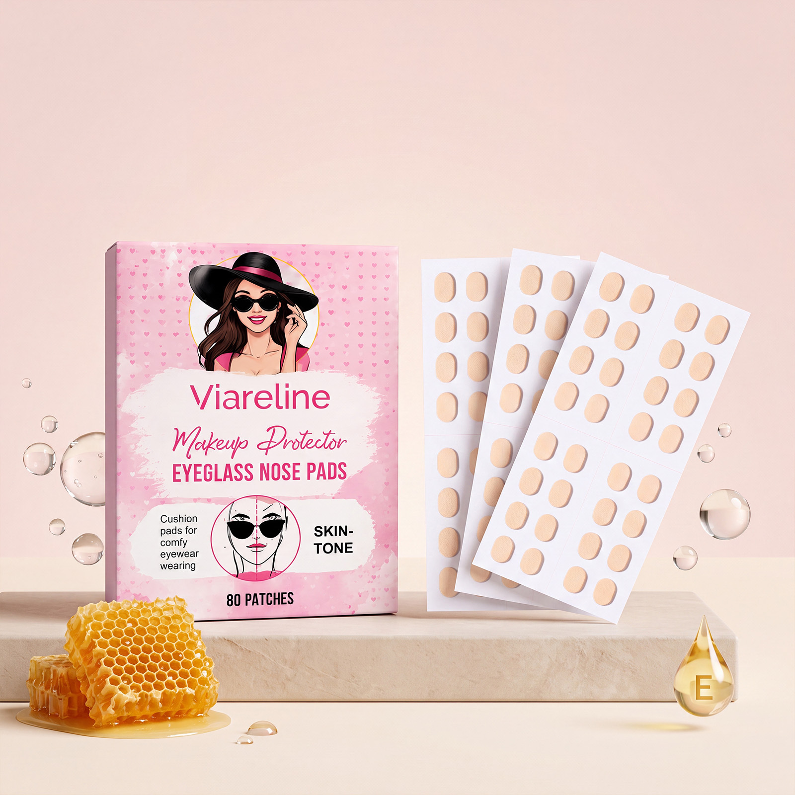 Viareline Anti-Makeup-Smudge Glasses Nose Pads, Natural Fit, Soft, Comfortable, Breathable, Non-Slip Glasses Nose Pads