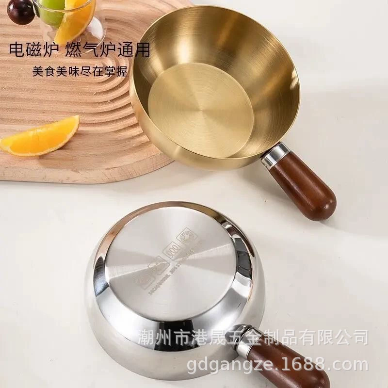 Утолщенная нержавеющая сталь, персиковое дерево, маленькая миска для лапши быстрого приготовления с одной ручкой, маленькая кастрюля без покрытия, маленькая кастрюля с антипригарным покрытием, кастрюля для закусок, пухлая кастрюля