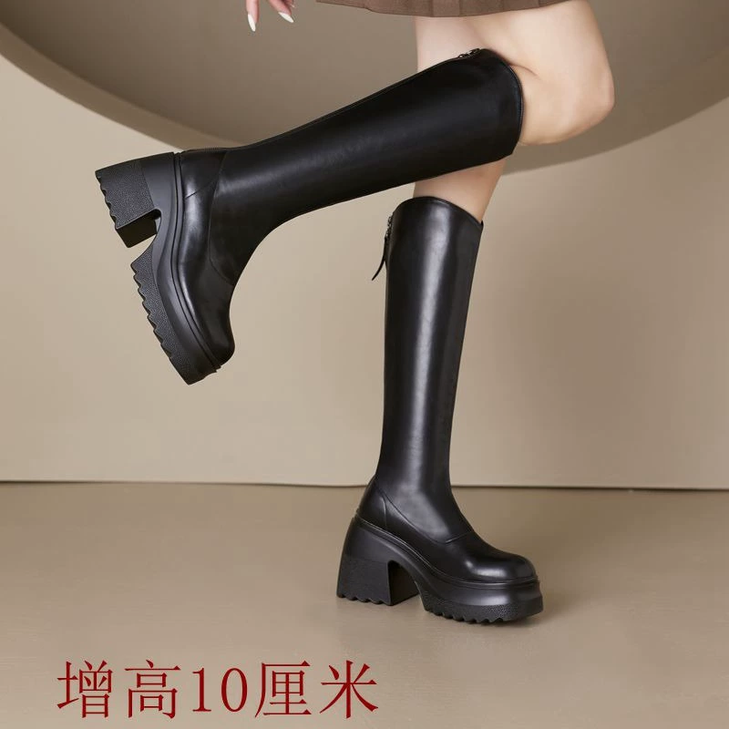 Женские сапоги на толстом каблуке, новые сапоги выше колена 2025, весенние рыцарские сапоги на высоком каблуке, узкие сапоги на толстой подошве.