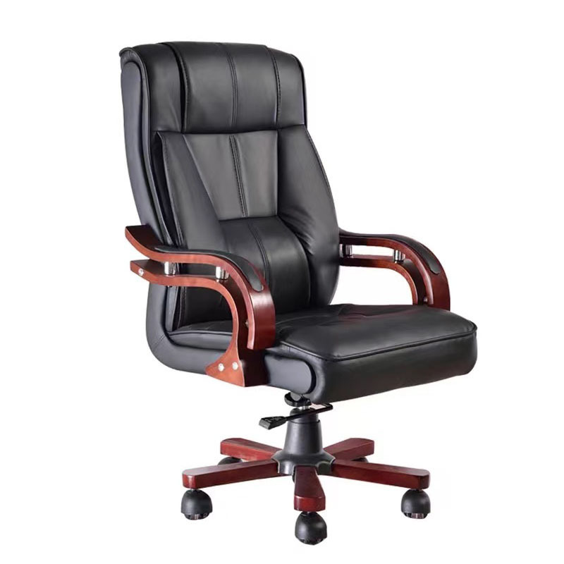 Solid Wood Boss Chair Conference Swivel Chair Genuine Leather Luxury Business Cowhide Executive Chair Home Computer Chair High-end Office Chair