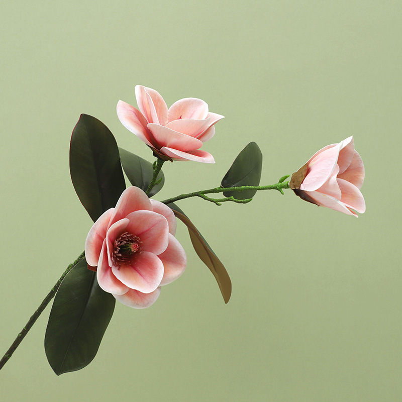 Languifang de gama alta de impresión 3D perfume Magnolia flor artificial hogar sala de estar Decoración Luz estilo de lujo decoración flor falsa al por mayor