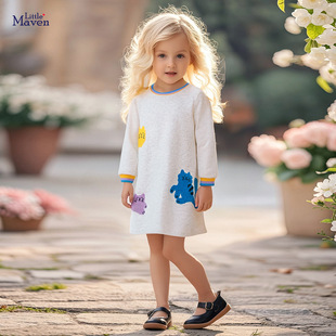 Little Maven Cross-Border Export Kidsren's Skirt Wholesale Autum Long-Sleeved Girls' Dresses Cute Kidsren's Skirts