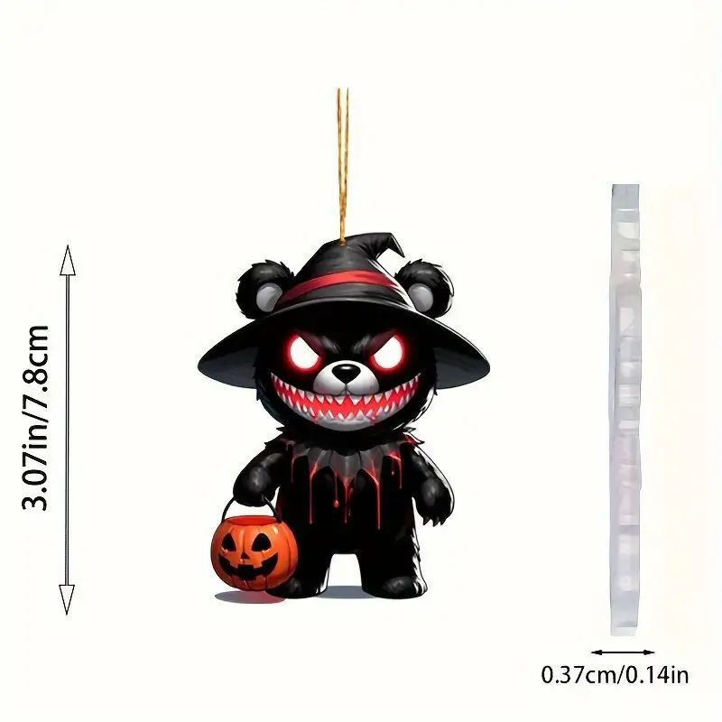 Nuevo acrílico transfronterizo oso plano personalidad creativa Halloween decoración colgante espejo retrovisor colgante de llave
