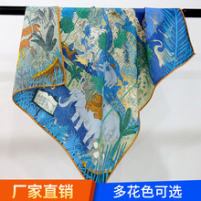 爆款多花色双面异色70丝毛印花中方巾真丝羊毛领巾保暖围脖