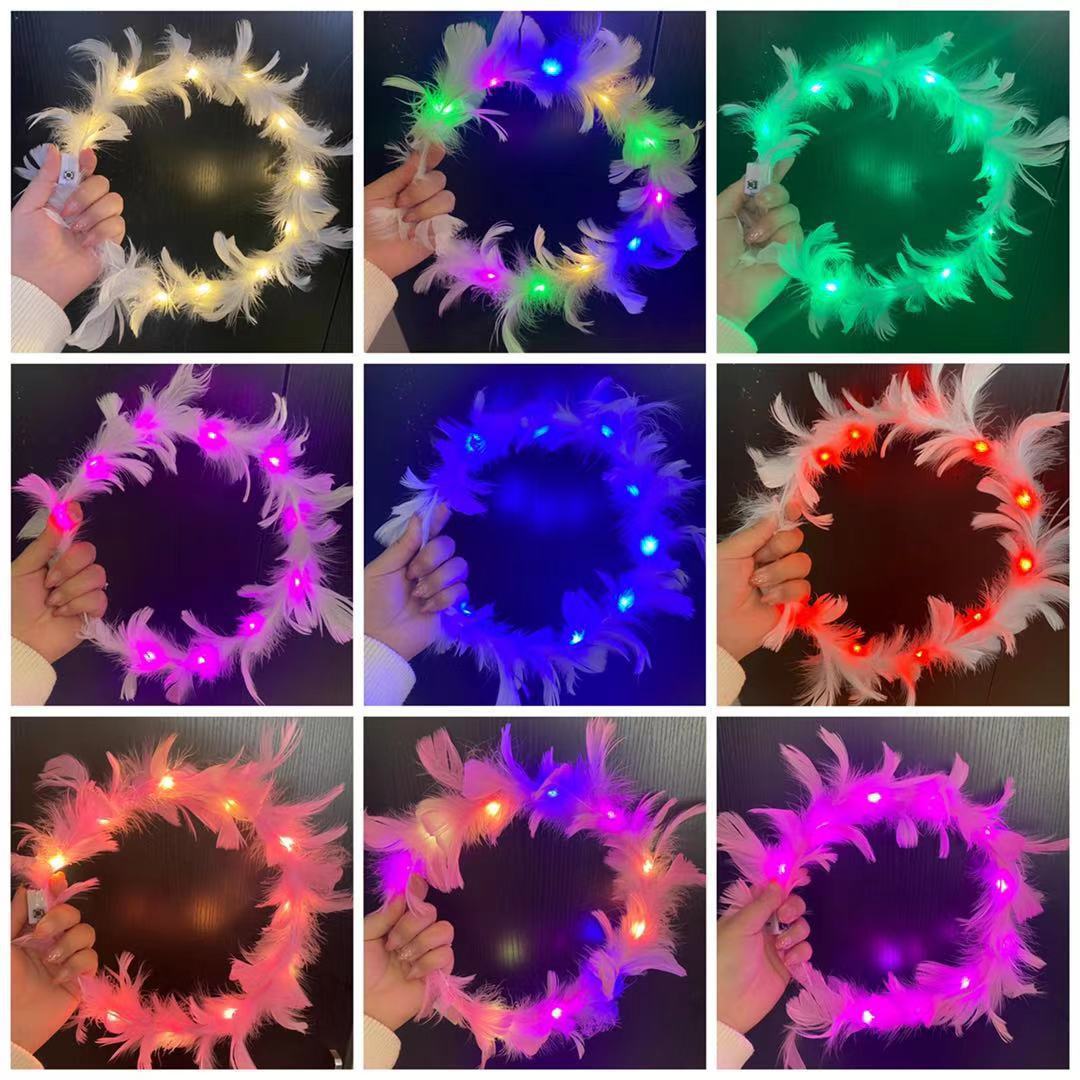 originality luminescence Feather Garland Flash Headdress children birthday Cake parts 61 activity prize gift