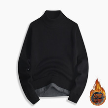 秋冬季潮胖子宽松休闲加肥加大码青年潮流时尚男式半高领加绒毛衣