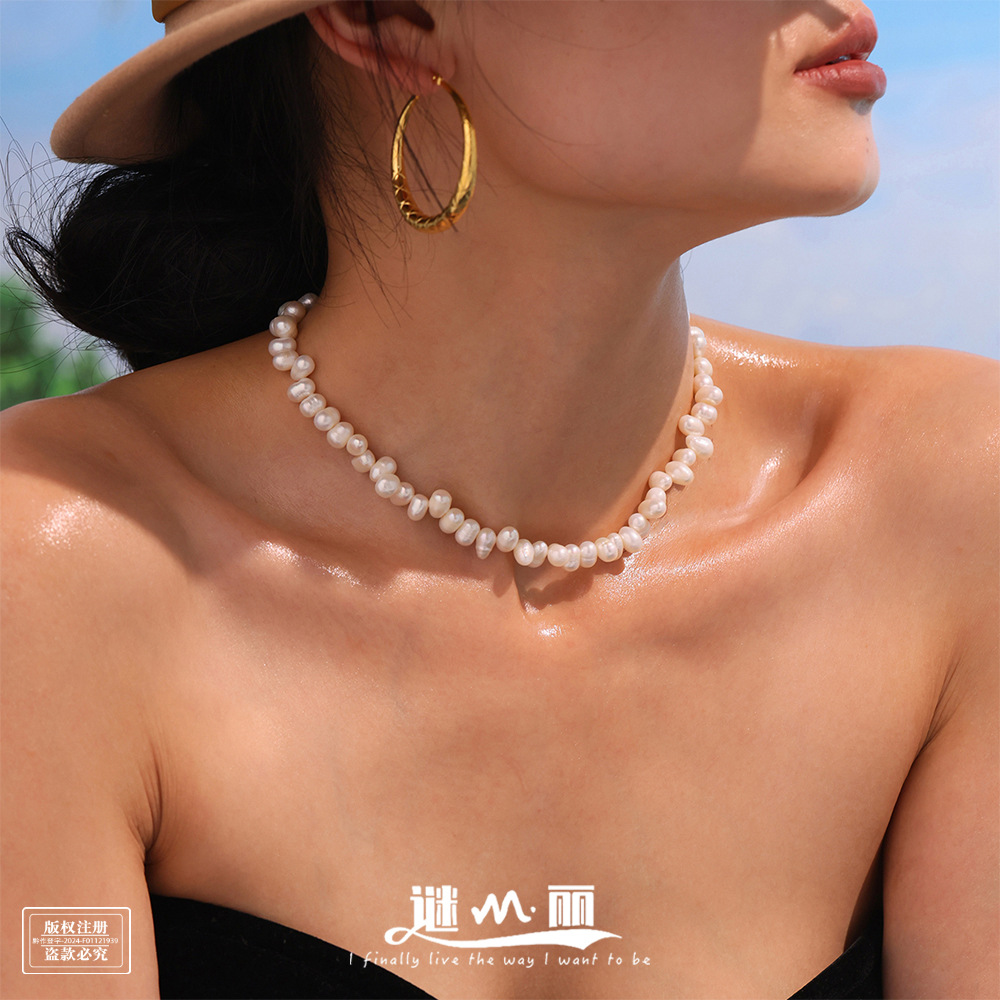 Organic necklace from pearl handmade