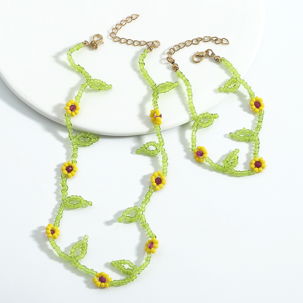 Fashion Miyuki Beads Leaf Flower Clavicle Chain Wholesale Nihaojewelry display picture 6