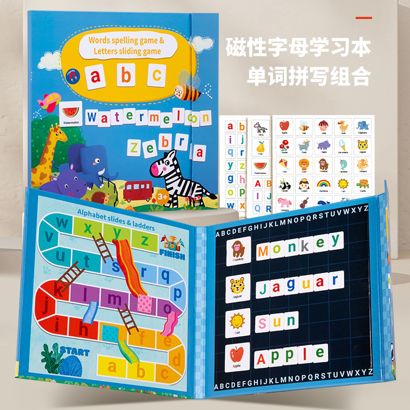 4-6 años de edad los niños de desarrollo de inteligencia plegable portátil magnético letras/números aprendizaje libro enseñanza artefacto